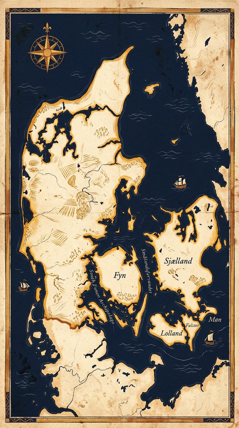 Illustrated map of Denmark