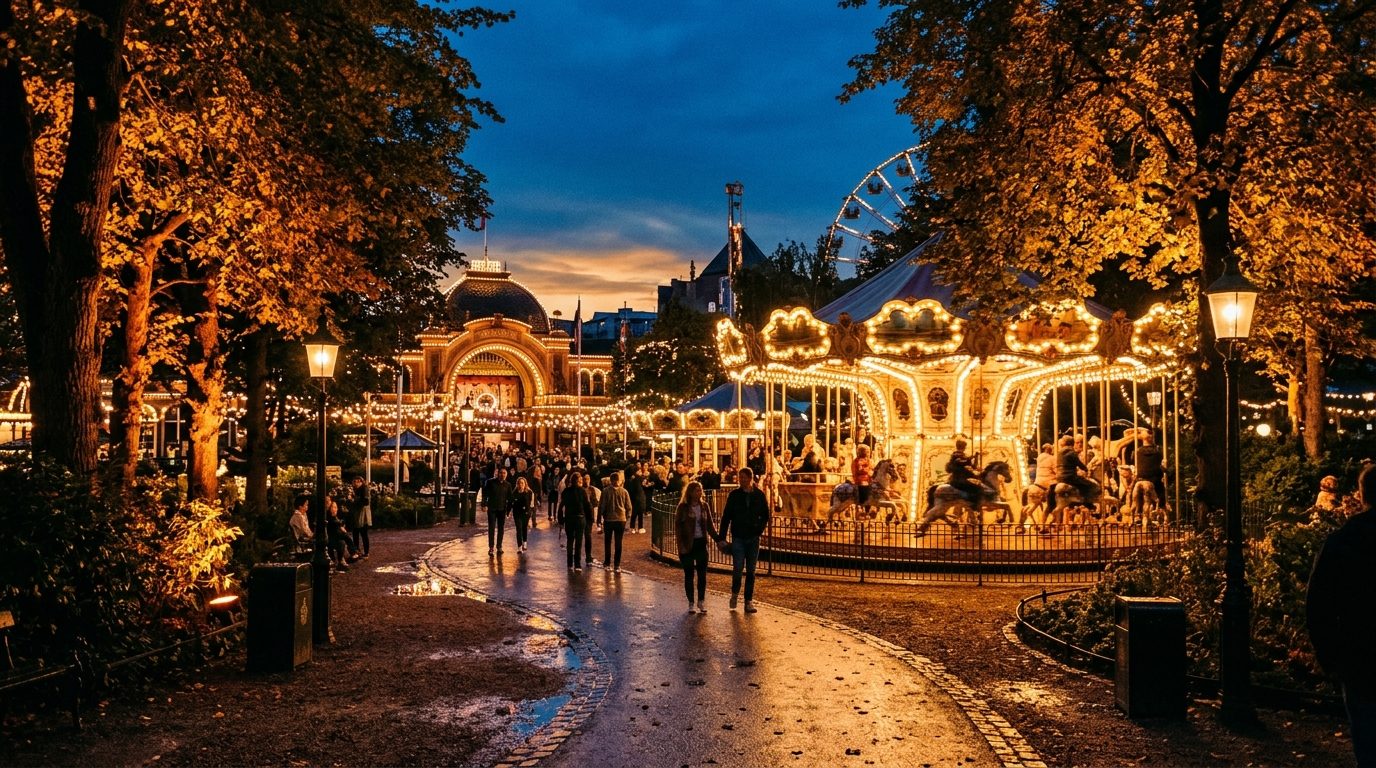 Tivoli Gardens at twilight
